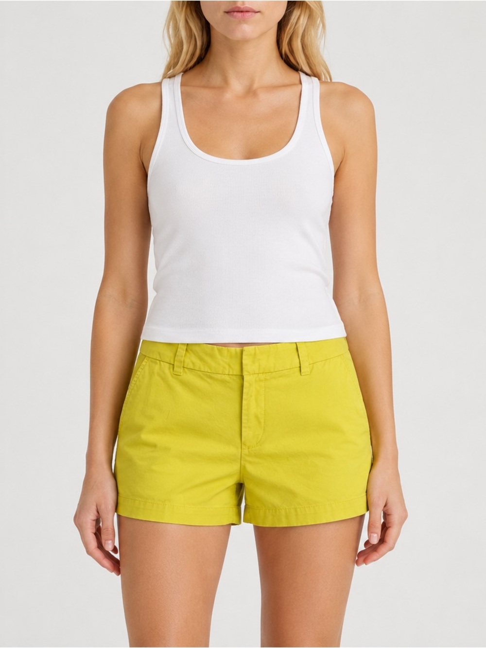 Tommy Hilfiger Bright Yellow Chino Cotton Twill Short Size 10 Mid Rise 5” inseam